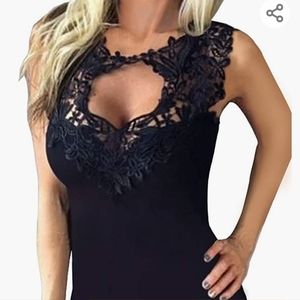 Cute Black Lacy front top NWOT